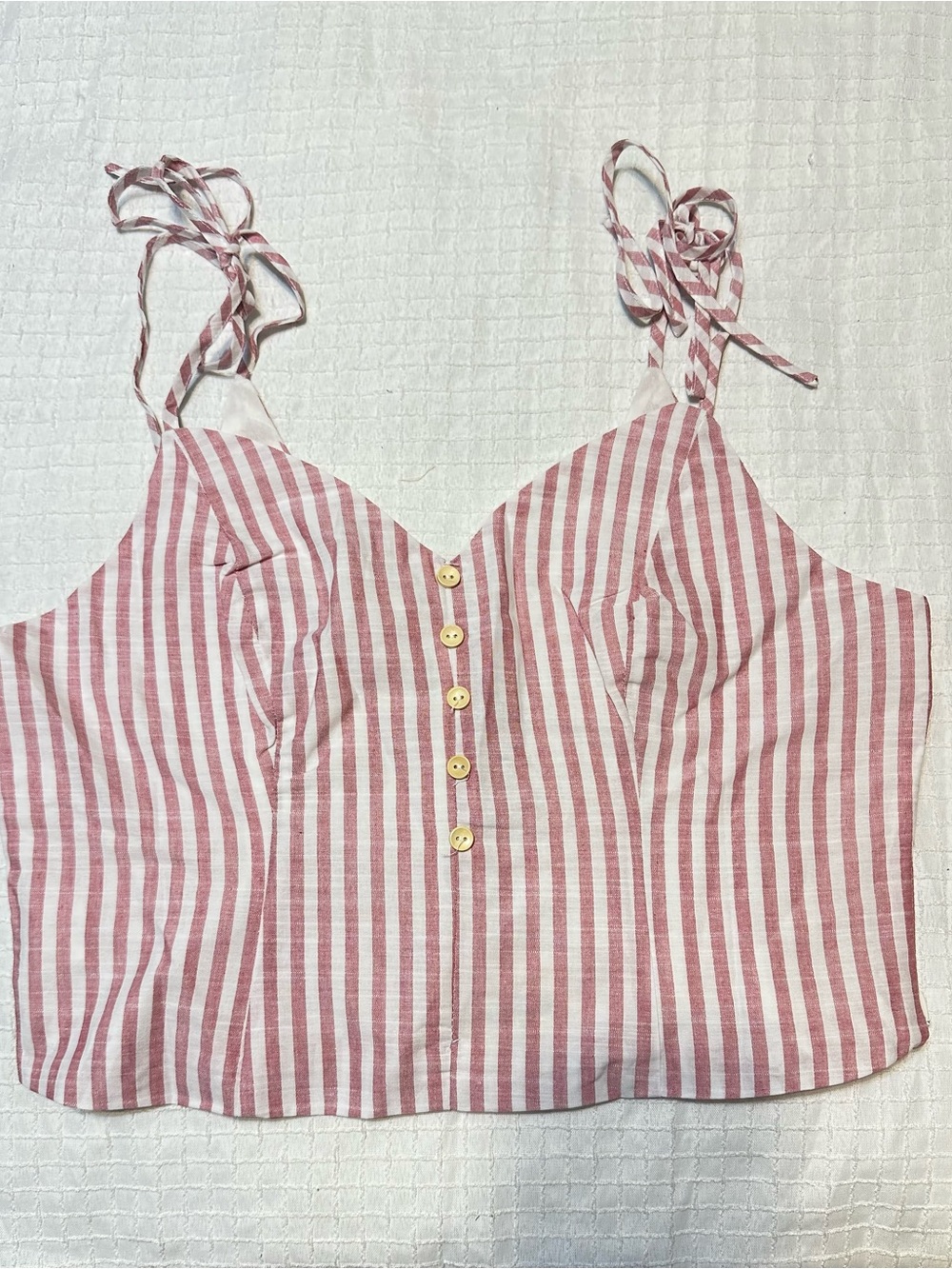 Hayden Los Angeles Pink and White Striped Tie-Shoulder Cami Sz Lg